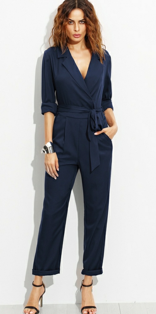 $79 New Navy Surplice Jumpsuit XS
